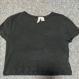 H&M Divided Black Ribbed Crop Top